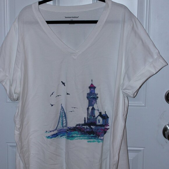 Woman Within lighthouse tee shirt 2X - Picture 3 of 6